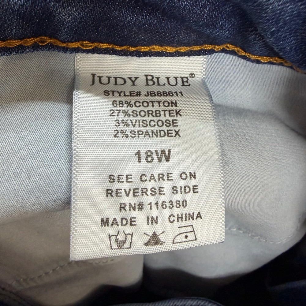 Judy Blue Womens Flare Jeans 18W Dark Wash Raw Hem Boho Y2K - Picture 12 of 13